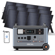 OSCAL PowerMax 6000 Power Station with 3x200W Solar Panel , LiFePO  Battery,3600WH,Fast Charging ,120V/244V Dual voltage,APP control