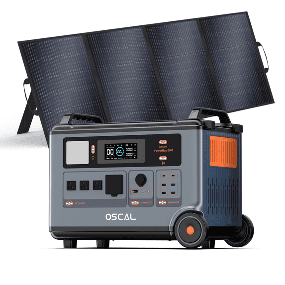 OSCAL Promax6000 6000W Solar Generator with 1x400W Panel 3600WH LiFePO4 120V/240V Portable Power Station