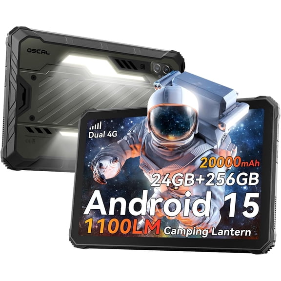 OSCAL Spider 10 Rugged Tablet, 20000mAh(45W) Tablet 11 Inch, 1100ML Camping Light