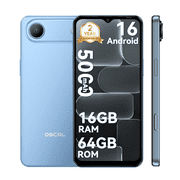 OSCAL FLAT 3C Unlocked Cell Phone,Android 16 Phone with 6.56 HD+ Display,5000mAh Battery,164+12+64GB/1TB Expandable,32MP Rear Camera,IP54,DokeOS 5.0,Blue