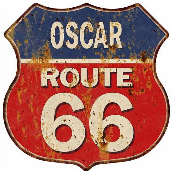 OSCAR Route 66 Sign Shield Metal Gift Man Cave Red 211110005211