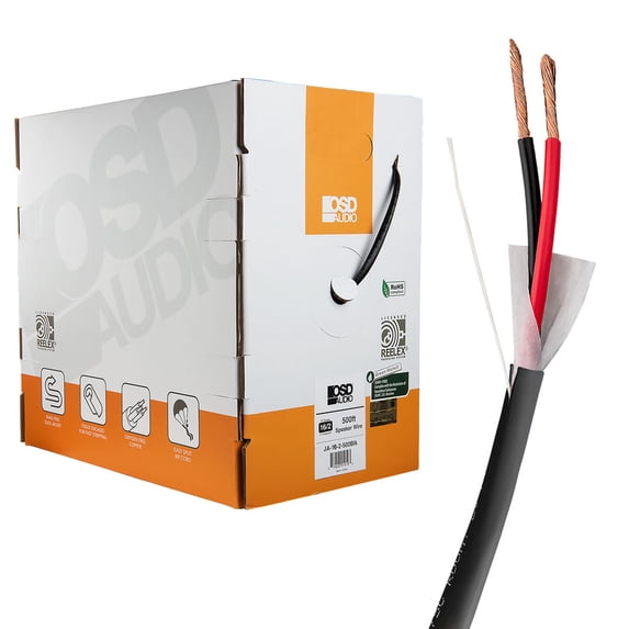OSD 16/2 Speaker Wire Outdoor Rated CL2/CL3 In Wall Direct Burial Oxygen Free, Black 500ft