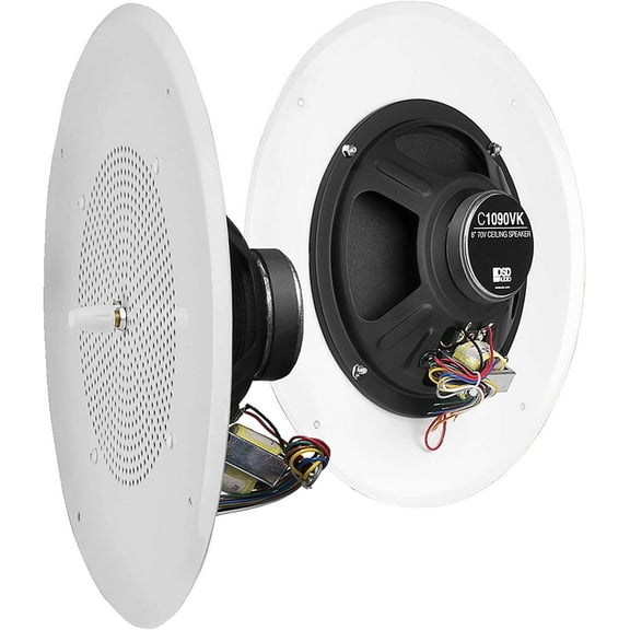 OSD Audio C1090VK 8" 25V/70V In-Ceiling Commercial Speaker w/ Front Volume Control & 12" Grill, Single