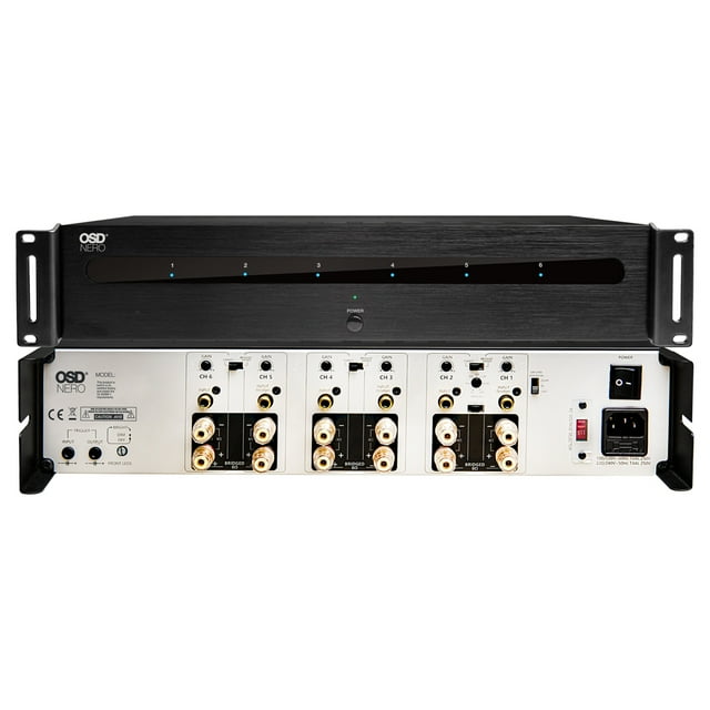 OSD Nero HTX6150 6x 175W Home Theater Amplifier Highly Flexible, High Power Bridging with Passive Subwoofer Controls, 105 dB SNR