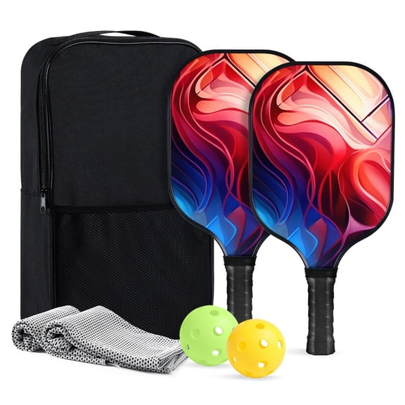 OSERLO Pickleball Paddles Set of 2, with 2 Fiberglass Paddles, 2 Pickle-Ball , 2 Cooling Towel, 1 Pickleball Bag, PP Honeycomb Core Pickleball Equipment is The Perfect Gift for Beginners & Amateurs