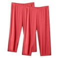 thumbnail image 1 of OSFVNOXV 2 Pack Plus Size Capris for Women Summer Lightweight Pants Loose Fit Elastic Waist Trouser Sleepwear Nightwear, 1 of 2