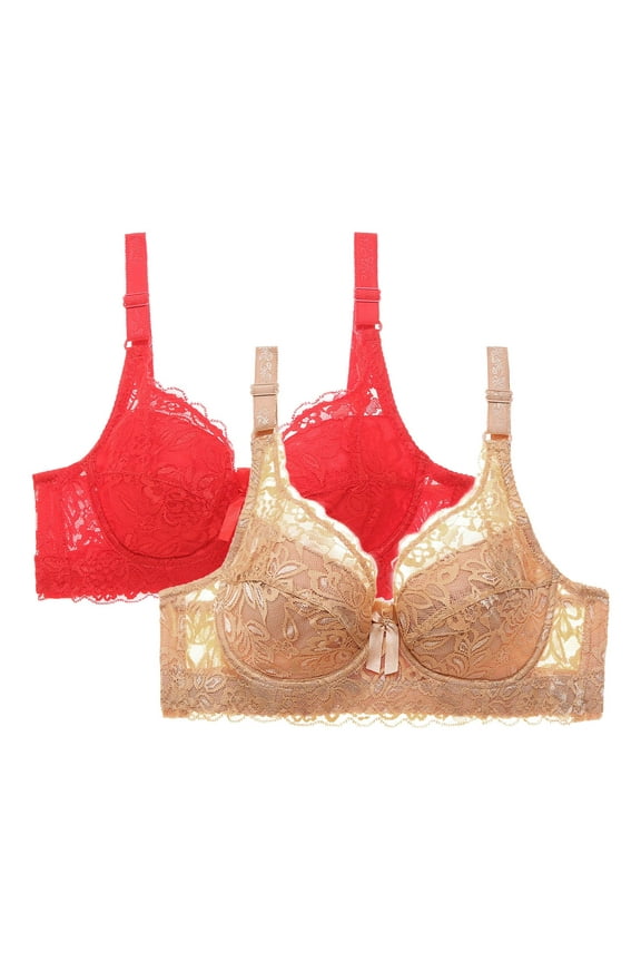 2 Pack Underwired Bras for Small Breasted Women 2 Pack High Supportive Lace Balconette Bra with Wires 2 Pack ,Sizes S-4XL