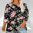 thumbnail image 1 of OSFVNOXV 3/4 Sleeve Black Shirt Womens New Trendy 2025 Vintage Floral Print Summer Tops,Loose Fit Crewneck Graphic T-Shirts for Sleep & Lounge, 1 of 5
