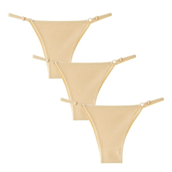 OSFVNOXV 3 Pack Bikini Underwear for Women Cotton Thongs Adjustable Strap Breathable Stretch Comfort Striped Swimwear Bottom