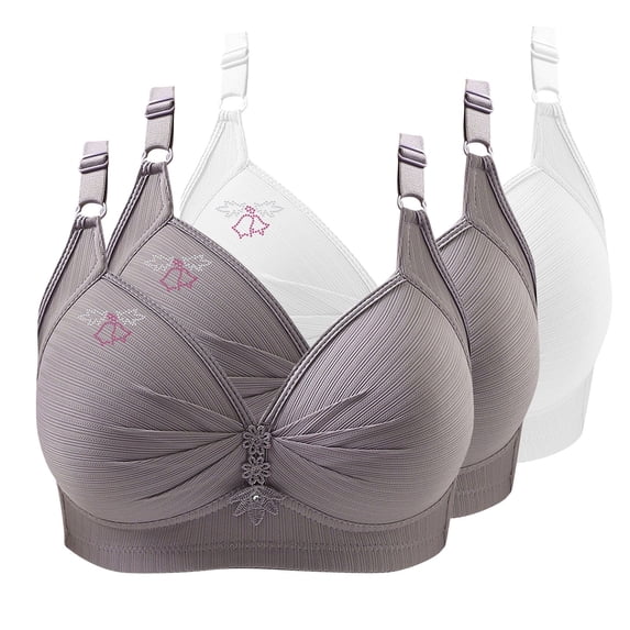 OSFVNOXV 3 Pack Full Coverage Bras for Women Wide Straps Plus Size Big Bust Bra High Support Push Up Full Figure Everyday Bra First Mothers Day Gift for New Mom ,XS-4XL