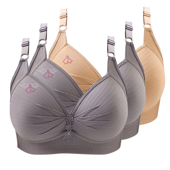 OSFVNOXV 3 Pack Full Coverage Bras for Women Wide Straps Plus Size Big Bust Bra High Support Push Up Full Figure Everyday Bra ,XS-4XL