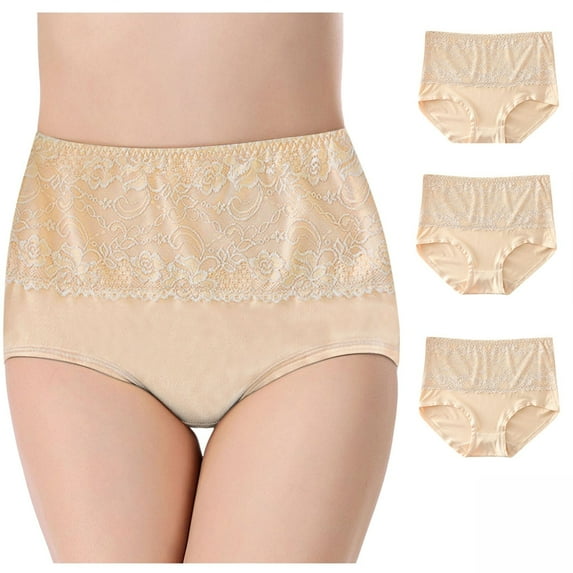 OSFVNOXV 3 Pack Hipster Underwear for Women Plus Size High Waisted Lace Trim Panties Breathable Moisture Wicking Over Bump Underpants ,M-6XL