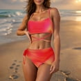 thumbnail image 1 of OSFVNOXV 3 Piece Swimsuits for Women ,Summer Gradient Color Tropical Beachwear Bathing Suits,High Waisted Underwear Spaghetti Strap Bra Cross Front Swim Cover Up Skirt, 1 of 8