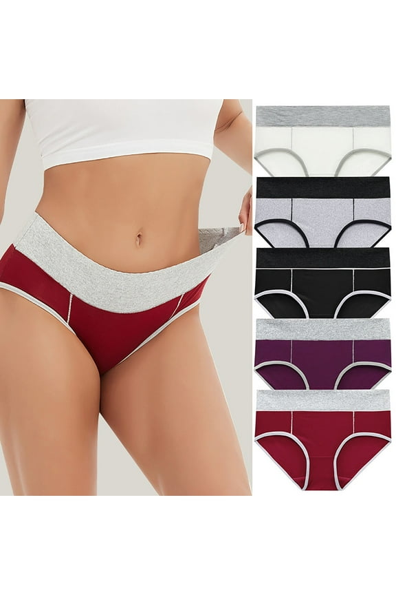 5 Pack Cotton Briefs for Women Plus Size High Waist Cotton Seamless Briefs Butt-Lifting Underwear with Wide Comfort Band (M-5XL)