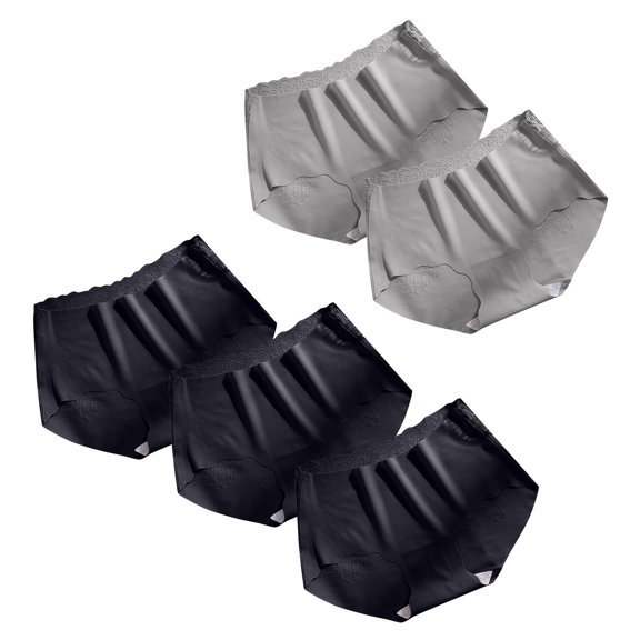 OSFVNOXV 5 Pack Womens Ice Silk Underpants Seamless Cooling Comfort Hipster Panties Mid Rise Breathable Everyday Underwear