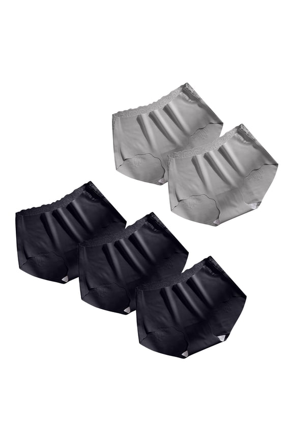 5 Pack Womens Ice Silk Underpants Seamless Cooling Comfort Hipster Panties Mid Rise Breathable Everyday Underwear