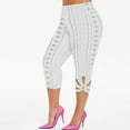 thumbnail image 1 of OSFVNOXV Capri Leggings for Women Plus Size Petite Cropped Yoga Pants Hollow Out Flare Eyelet Trouser, 1 of 7