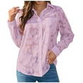 thumbnail image 1 of OSFVNOXV Bathing Suit Cover Up for Women Long Sleeve Chiffon Shirts Button Down Cardigans Embroidered Spring Fall Dressy Blouse, 1 of 4