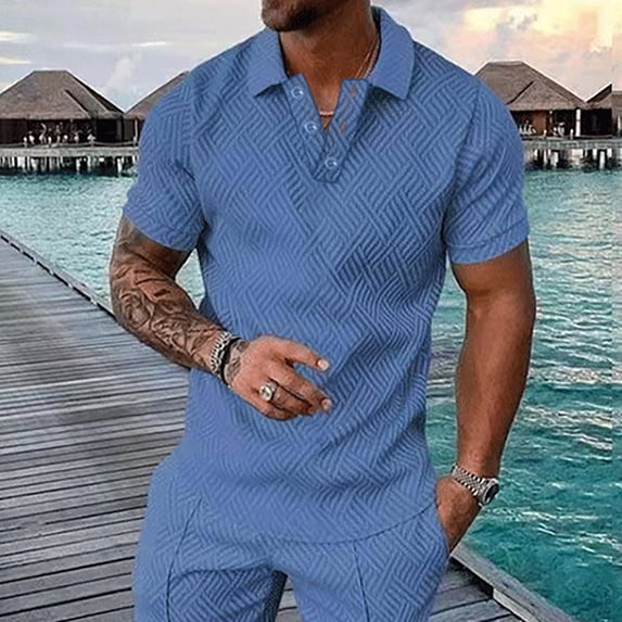 OSFVNOXV Big and Tall Golf Shirts for Men Texture Ribbed Knit Short Sleeve Formal Business Office Work Tops S-5XL