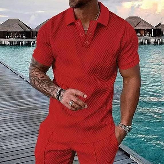 OSFVNOXV Big and Tall Golf Shirts for Men Texture Ribbed Knit Short Sleeve Formal Business Office Work Tops S-5XL