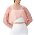 thumbnail image 1 of OSFVNOXV Bikini Cover Ups Tops Casual Long Sleeve Tees See Sheer UV Protection Lightweight Cropped Crewneck Pullover Shirts, 1 of 8