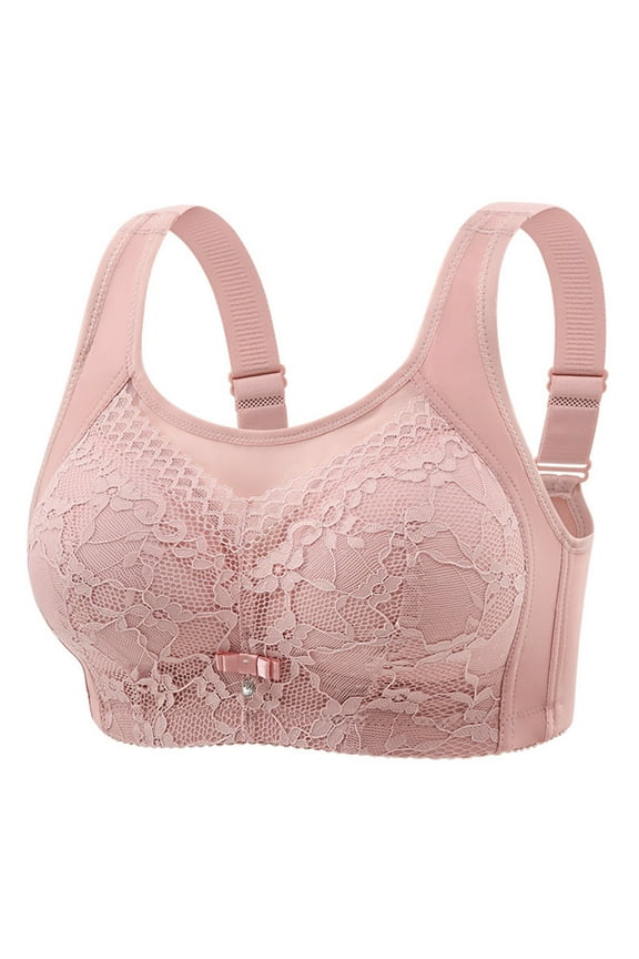 Bras for Older Women Seamless Lace Embroidered Bra No Underwire Comfy Bra for Large Busted Women Anti-Sagging Everyday Bra