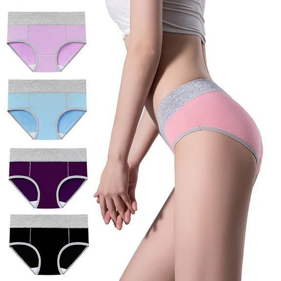 OSFVNOXV Breathable Underwear for Women 4 Pack Seamless Cotton Briefs High-Cut Underwear Comfort Butt Lift Hipster Panties ,M-5XL