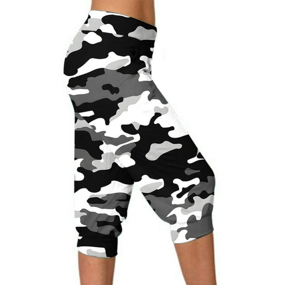 OSFVNOXV Cargo Capris for Women Camo Pants 3/4 Length High Waisted Joggers for Athletic Gym Running Hiking ,Sizes S-3XL