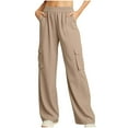 thumbnail image 1 of OSFVNOXV Cargo Pants for Women High Waist Palazzo Pants Silky Breathable Full Length Trouser Elastic Drawstring with Pockets, 1 of 7