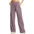 thumbnail image 1 of OSFVNOXV Cargo Pants for Women High Waist Palazzo Pants Silky Breathable Full Length Trouser Elastic Drawstring with Pockets, 1 of 7