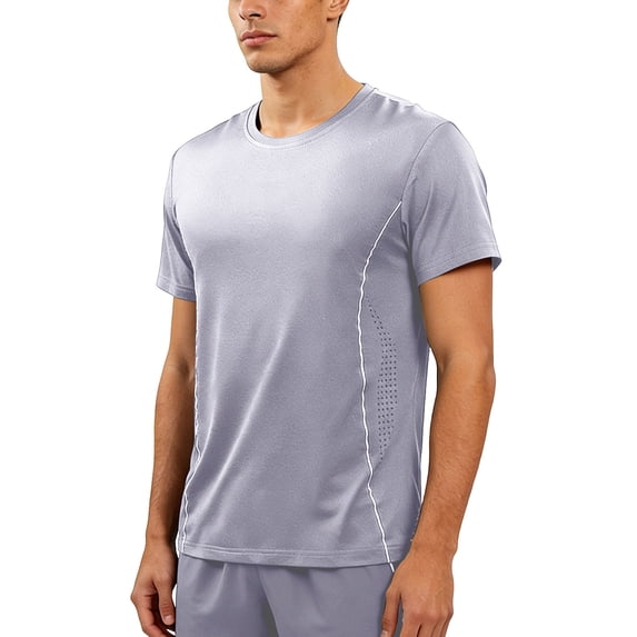 OSFVNOXV Compression Shirts for Men Big and Tall Athletic Gym Tees Moisture Wicking Nylon Stretchy Crewneck Workout Tops M-5XL