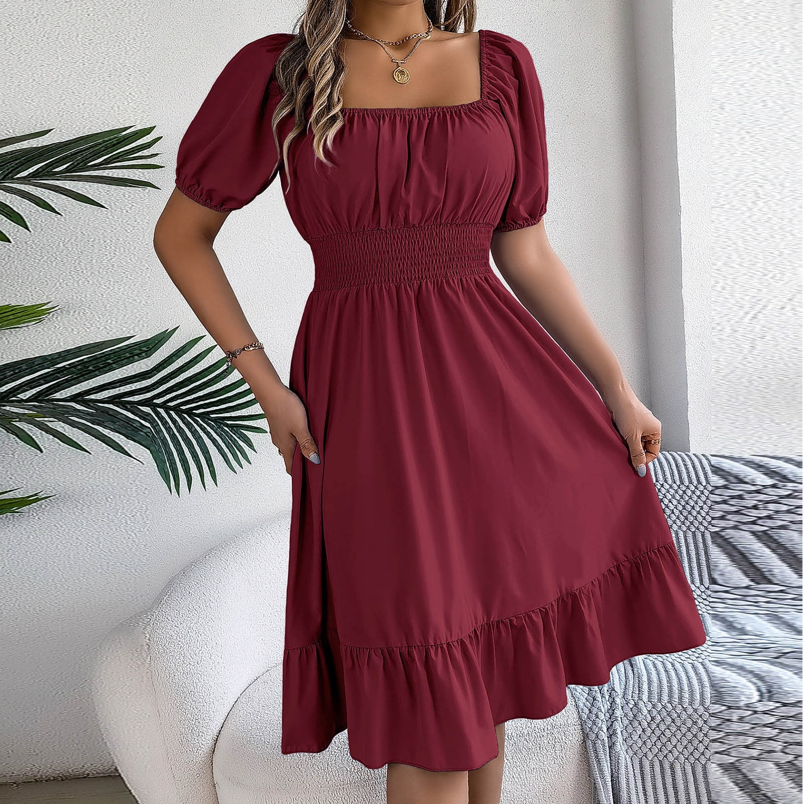 long sleeve floral dress knee length Santorelli main image 1