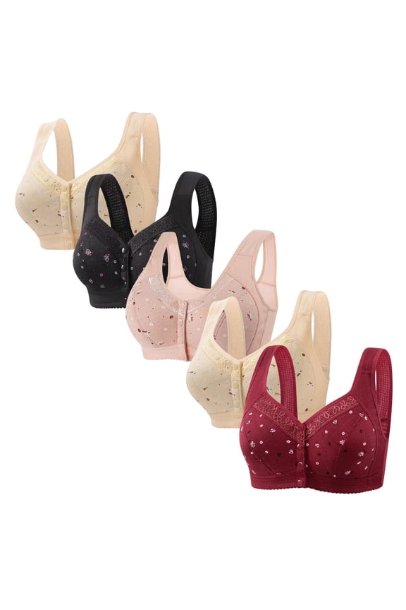 Cotton Bras for Women 5 Pack Wireless Bra Comfort Breathable Everyday Bras
