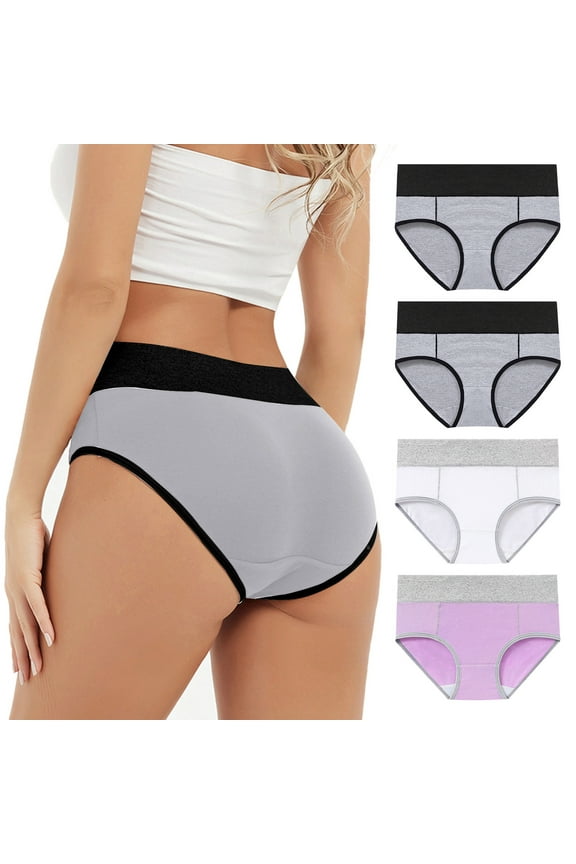 Cotton Leakproof Panties for Women Multipack,Plus Size High Waisted Incontinence Briefs,Seamless Breathable Comfy Relax Underwear for Leakproof Period