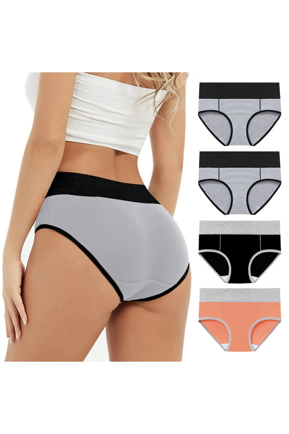 Cotton Leakproof Panties for Women Multipack,Plus Size High Waisted Incontinence Briefs,Seamless Breathable Comfy Relax Underwear for Leakproof Period