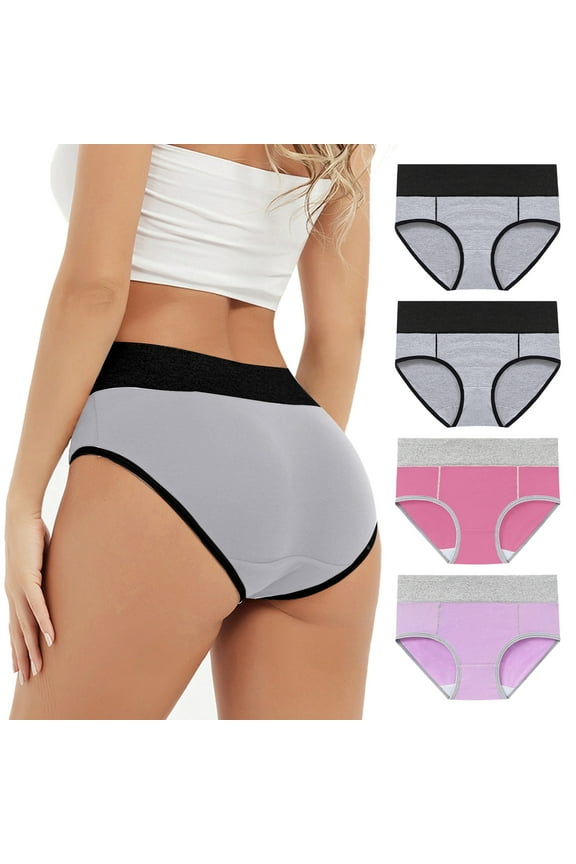 Cotton Leakproof Panties for Women Multipack,Plus Size High Waisted Incontinence Briefs,Seamless Breathable Comfy Relax Underwear for Leakproof Period