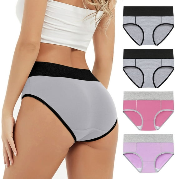 OSFVNOXV Cotton Leakproof Panties for Women Multipack,Plus Size High Waisted Incontinence Briefs,Seamless Breathable Comfy Relax Underwear for Leakproof Period