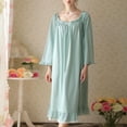 thumbnail image 1 of OSFVNOXV Cotton Nightgowns for Women Victorian Nightdress Ruched Crew Neck Loose Ruffle Sleepshirts with Sleeves, 1 of 5