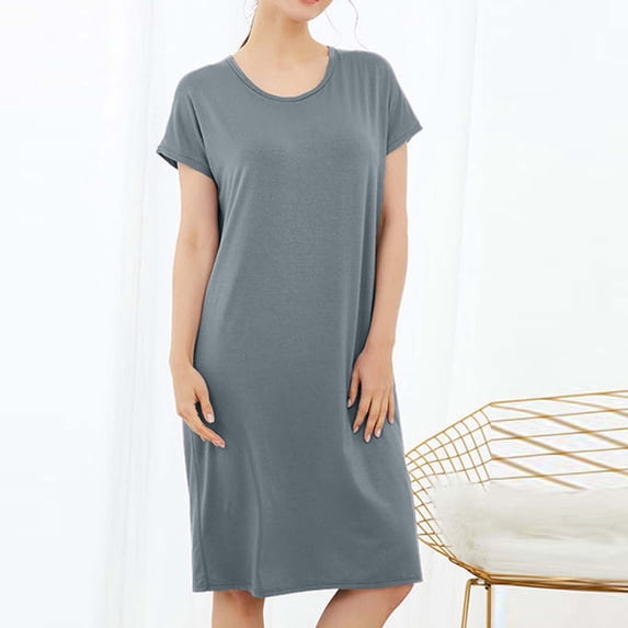OSFVNOXV Cotton Nightgowns for Women Victorian Nightdress Ruched Crew Neck Loose Ruffle Sleepshirts with Sleeves
