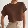 thumbnail image 1 of OSFVNOXV Crop Tops for Women Y2K Juniors T-Shirts Texture Ribbed Knit Loose Fit Pullover Summer Lightweight Beach Tops, 1 of 9