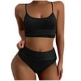 thumbnail image 1 of OSFVNOXV Cute Bikinis for Women Seamless Ribbed Knit Bikini Top Soft Cup Padded Tank Bra High Waisted Underwear Bottom, 1 of 3