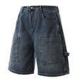 thumbnail image 1 of OSFVNOXV Denim Look Shorts for Men Summer Vintage Jean Short Baggy Distressed Y2K Juniors Shorts 2026 with Zipper Pockets, 1 of 7
