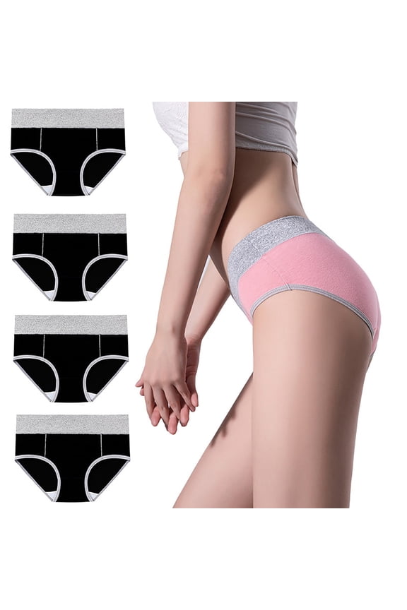Disposable Black Underwear for Women 4 Pack Plus Size Seamless Cotton Brief High-Cut Breathable Butt Lift Panties ,Sizes M-5XL