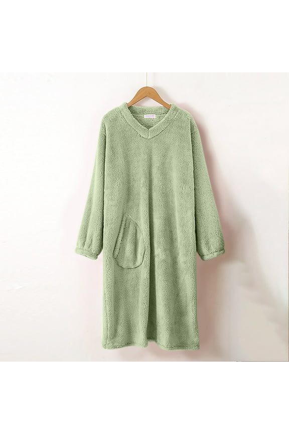 Flannel Nightgown for Women Winter Long Sleepwear with Pocket,Long Sleeve Fall 2025 Soft Comfortable Loungewear Sleepwear