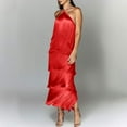 thumbnail image 1 of OSFVNOXV Halter Dress for Women Sexy Backless Fringe Tiered Side Split Maxi Dress for Latin Dance Party, 1 of 9