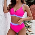 thumbnail image 1 of OSFVNOXV High Waisted Bikini Sets for Women Two-Piece Swimsuit,Trendy Color Blocked Twist Cross Bikini Bra and Hipster Underwear, 1 of 7