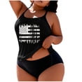 thumbnail image 1 of OSFVNOXV Independence Day Plus Size Swimsuits for Women,Summer 2026 Patriotic Halter Neck Bathing Suit Spaghetti Strap Loose Fit Tankini Top with Bottom for Beach Vacation ,L-5XL, 1 of 3