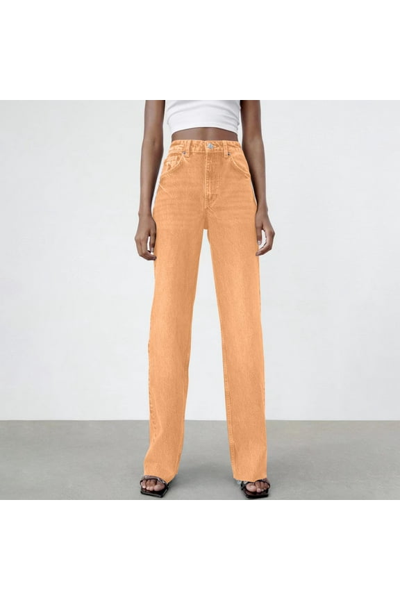 Jeans for Women High Waisted Fall Trendy 2025 Straight Leg Juniors Denim Trouser for Office Workwear with Pockets