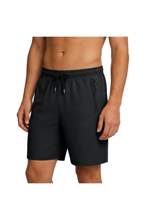 Juniors Gym Shorts Young Adult Casual Elastic Waist Nylon Stretchy Workout Shorts with Zippered Pockets