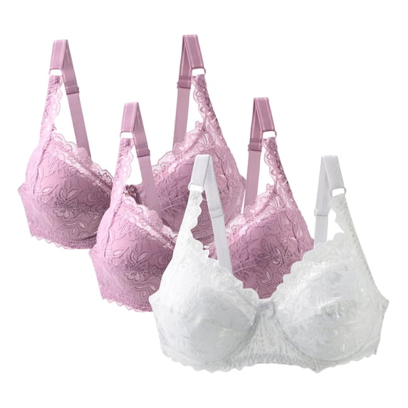 OSFVNOXV Lace Bralettes for Juniors Plus Size ,3 Pack Cute Wireless Bras High Supportive Compression Fit Breathable Full-Figure Bras ,Sizes S-5XL